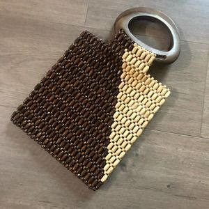 Anthropologie Wooden Beaded Two-toned Bag/Purse